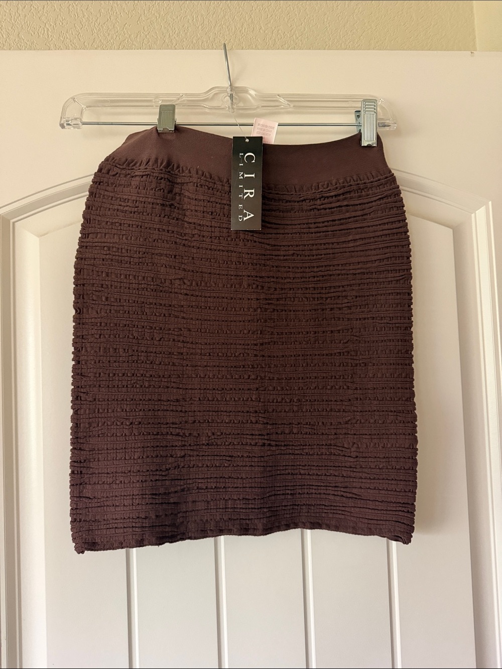 Textured Brown Pencil Skirt